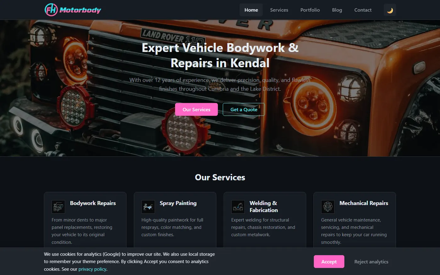 Homepage of FH Motorbody